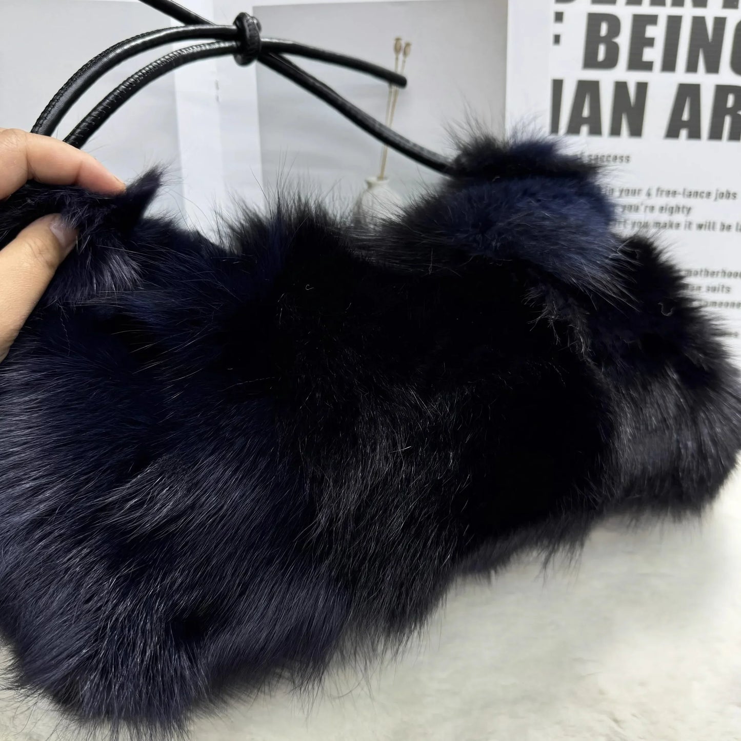 eybag  -  NEW Real Fox Fur Woman Ladies Crossbody Bags Designer Luxury Handbags Women Handbag Shoulder Bag Fuzzy Fluffy Tote Bag