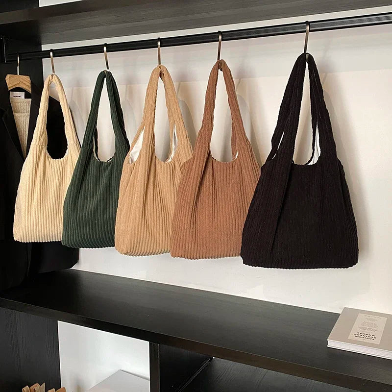 eybag  -  Soft Large Corduroy Handbags for Women 2024 Winter New Y2K Korean Fashion Travel Shoulder Bag Casual Style Tote Bag