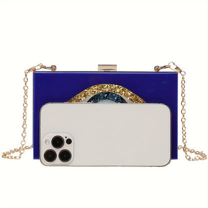 Mini Eyes Acrylic Evening Clutch, Elegant Dinner Purse, Women's Formal Banquet Handbag & Crossbody Bag