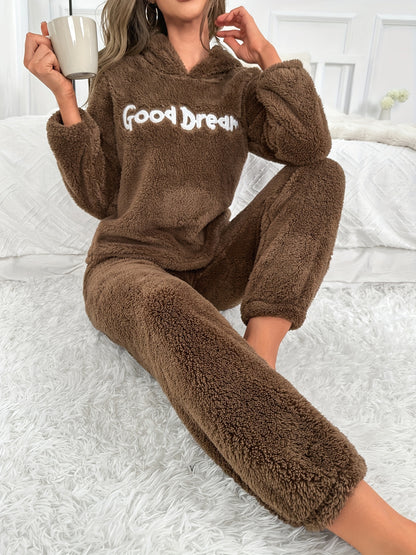 Cozy Pajama Set - Soft and Snug Long Sleeve Hooded Top with Adjustable Drawstring, Comfortable Elastic Waistband Pants, Designed for Women, Perfect for Sleep, Relaxation, and Leisure Activities, Ideal Loungewear for Home, Travel, or Outdoor Activities