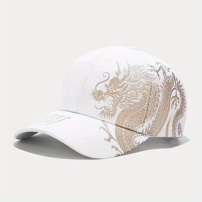 1pc Unisex Adjustable Breathable Baseball Cap with Stylish Dragon Print, Ideal for Outdoor Sports and Perfect Gift Choice