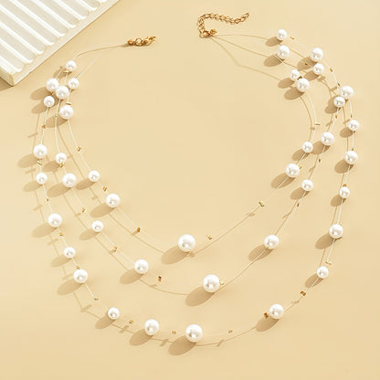 Elegant Triple-Layer Star & Pearl Necklace – Versatile, Seasonless Accessory for Daily and Party Chic