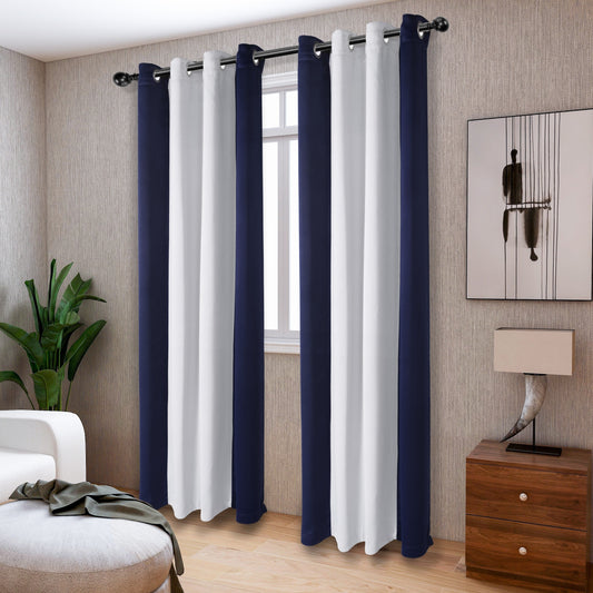 1pc Stylish Double Color Block Blackout Curtains for Living Room and Bedroom - Perfect for Room Decor and Home Decor