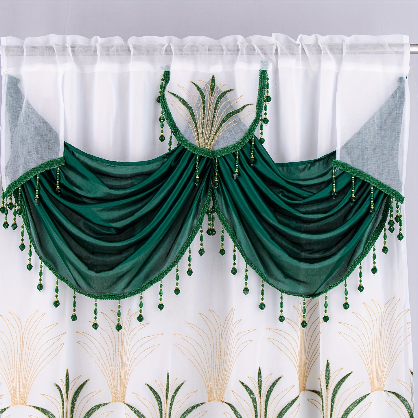 1pc, Embroidery Double Layer Curtain, Suitable For Home Decoration, Living Room Bedroom Curtain, 52X84in