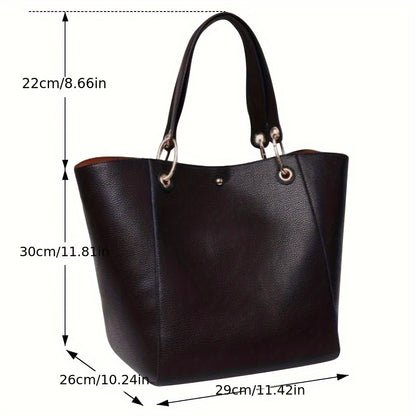 Large Capacity Tote Handbag - Premium PU Leather Bucket Purse with Spacious Satchel Design, Versatile Hobo Shoulder Bag Style and Generous Storage - Designed for the Modern Woman on-the-go