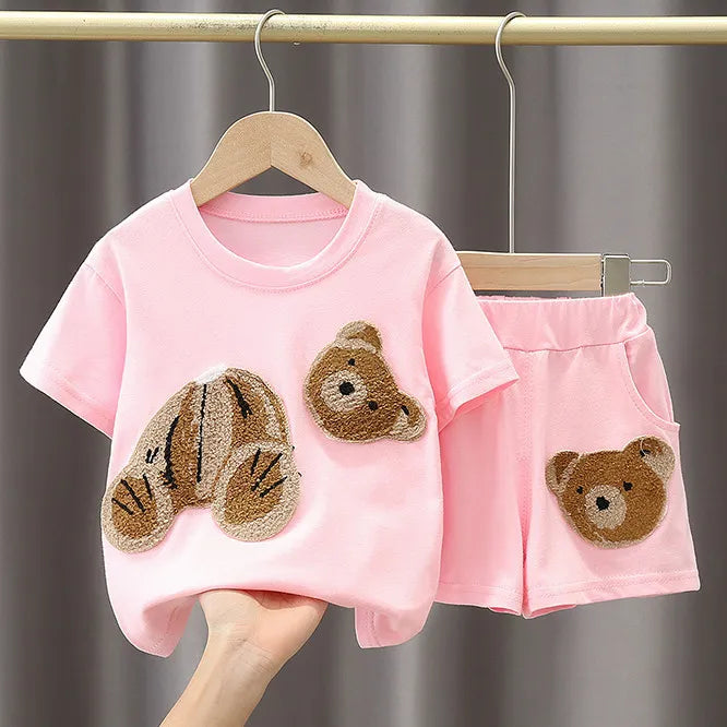 New Summer Clothing Children T-shirt Short Sleeve Pants pieces Set Kids Baby Boys Clothes 1 2 3 4 Years