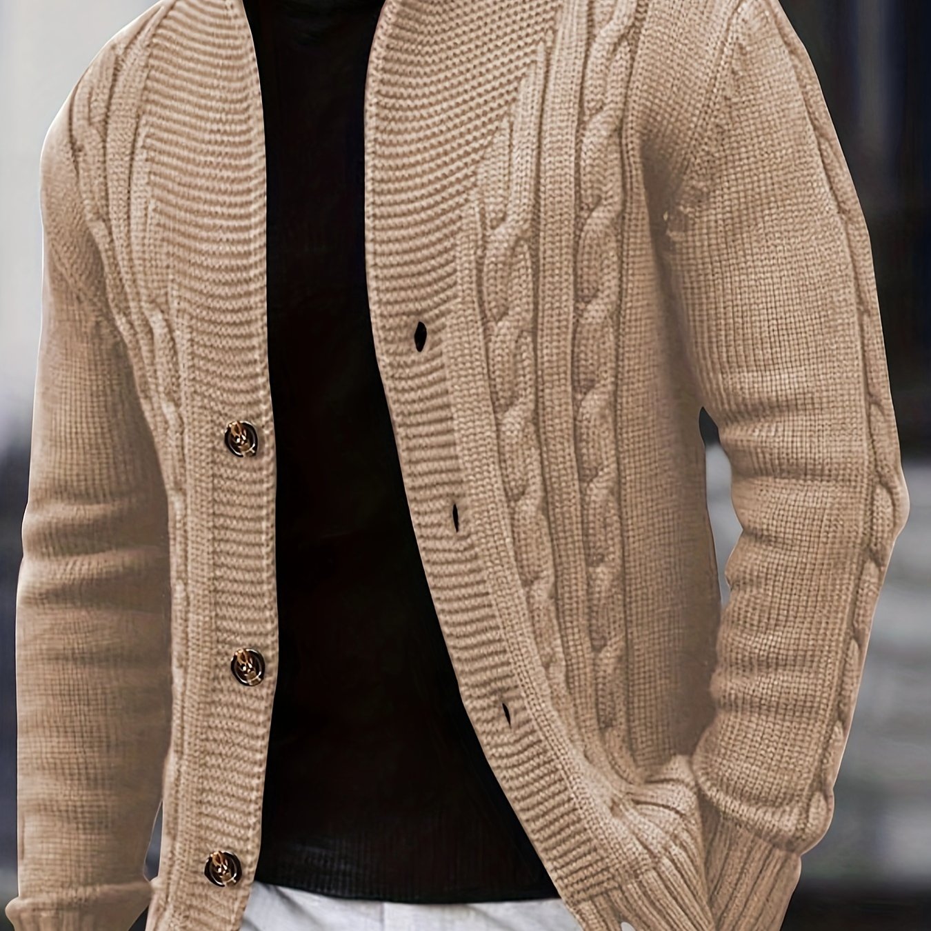 Cozy Men's Rib Knit Long Sleeve Button Up Cardigan - Soft, Chic, and Trendy Comfy Top for Autumn and Winter Outdoors Leisurewear with Relaxed Fit and Versatile Style