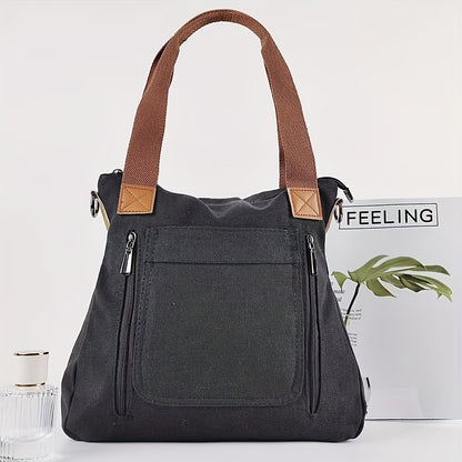 Spacious Canvas Tote Bag - Sturdy & Lightweight for Everyday Use - Versatile Crossbody Style