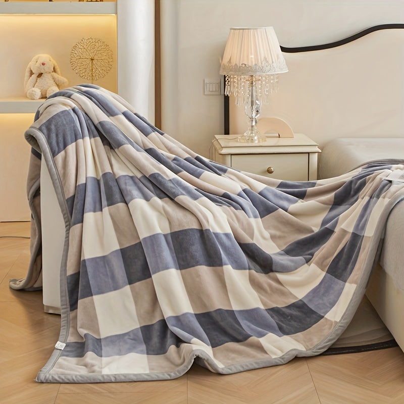 1pc Simple Fashion Checkered Pattern Blanket, Bedroom Bed Blanket Sofa Blanket, Warm And Comfortable, Autumn And Winter Warm Throw Blanket Nap Blanket