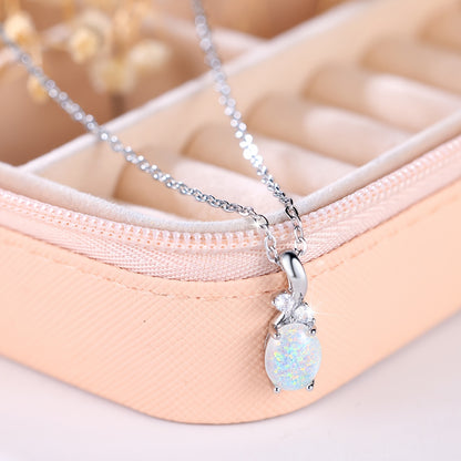 Timeless Water Drop Opal Pendant - Delicate Copper Chain, Chic Everyday Accessory, Ideal for Daily Wear and Special Occasions