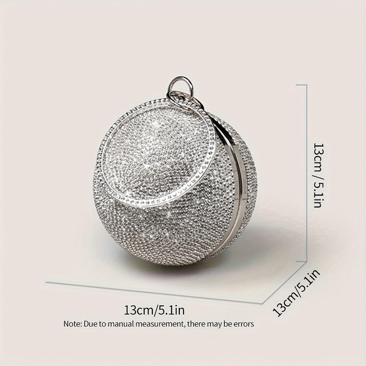 Glittering Rhinestone Ball Evening Bag, Elegant Circle Clutch Purse, Perfect For Parties, Proms, And Weddings, Dinner/Banquet