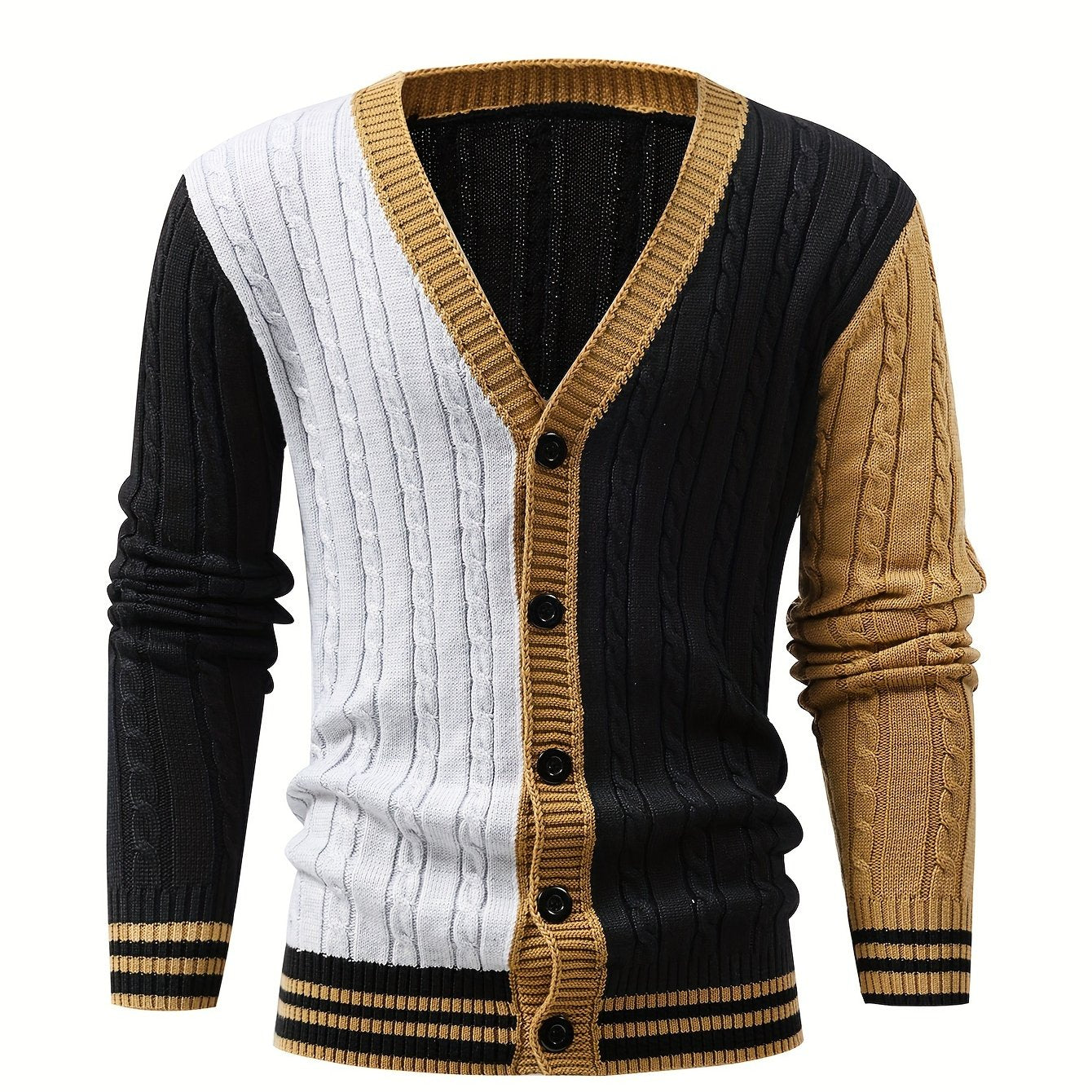 Stylish Mens Knitted Pullover Sweater - Soft, Breathable, Long Sleeve, V Neck, Button Up, Casual Top for City Walk, Street Hanging, Outdoor Activities - Perfect for Autumn and Winter