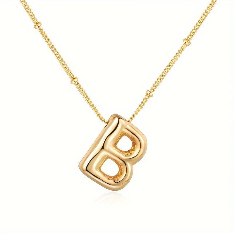 Chic Bubble Letter Necklace - Customizable Initial Pendant with 18K Gold Plated Glam - Delicate & Puffy Alphabet Jewelry for Women & Girls - Perfect Personalized Gift