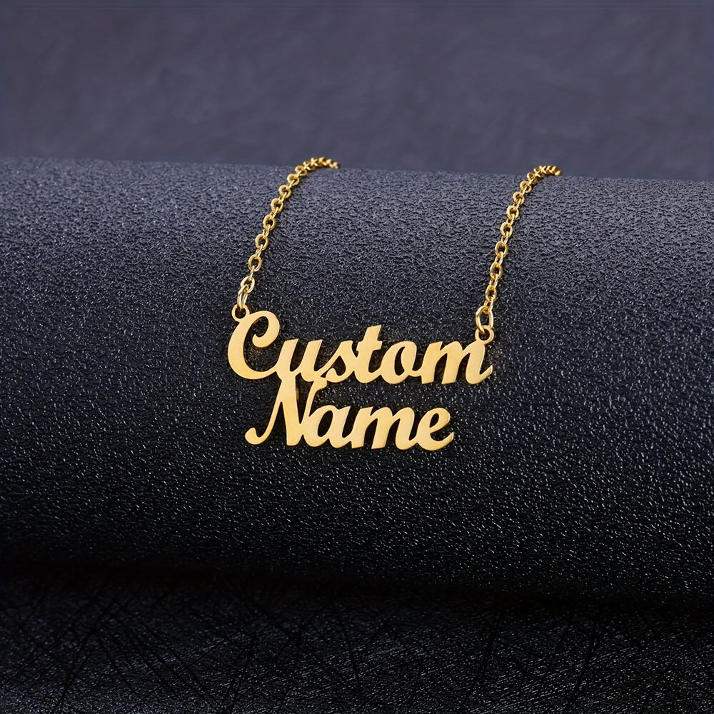 Personalized Hollow Two Names  Necklace, Customized Stainless Steel Double Layer Letter Name Pendant Necklace