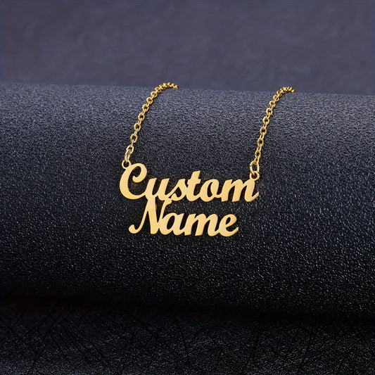 Personalized Hollow Two Names  Necklace, Customized Stainless Steel Double Layer Letter Name Pendant Necklace