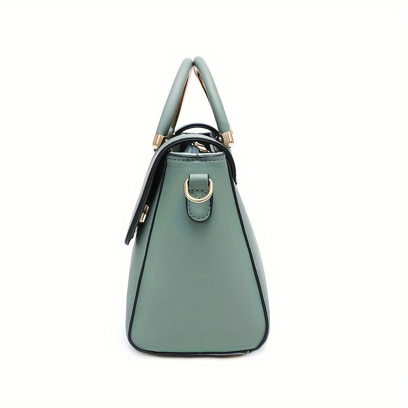 Mini Solid Color Crossbody Shoulder Bag - Adjustable Strap, Zipper Closure, PU Material, Polyester Lining, Elegant Top Handle Flap Design - Fashionable and Compact Handbag for Women