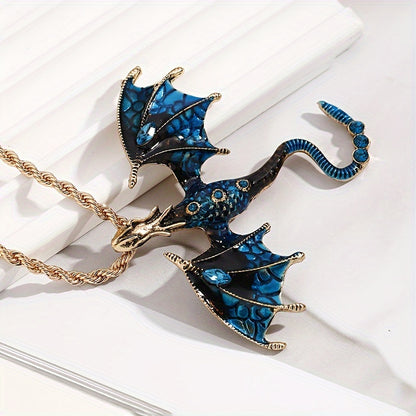 Mystical Flying Dragon Pendant - 1pc Rhinestone-Inlaid with Gradient Enamel - Perfect Accessory for Parties and Cosplay