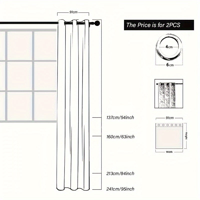 2pcs Blackout Thermal Insulated Curtains, Faux Linen Curtains With Grommet Top Noise Reducing And Room Darkening Curtain For Bedroom And Living Room Home Decor