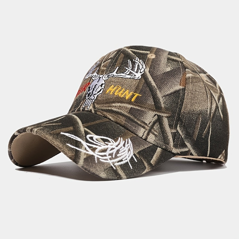 Lightweight Deer-Embroidered Camo Cap for Outdoor Sports - Sun-Protective, Stylish, & Durable