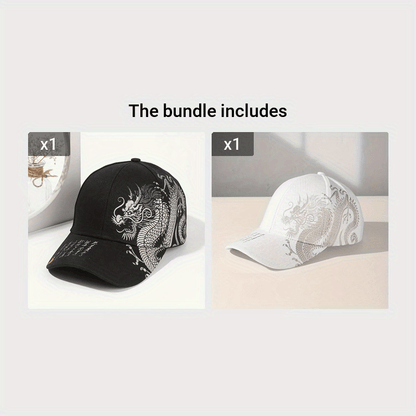 1pc Chinese Style Oriental Dragon Print Baseball Cap