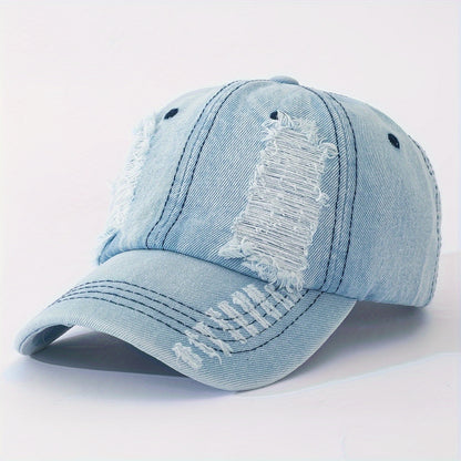 1pc Fashionable Unisex Denim Baseball Cap-Adjustable Sunshade-Vintage Wash-Style Boost For Sports, Casual Outfits & Everyday Use