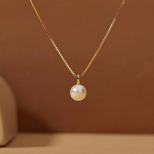 Lustrous Freshwater Pearl Pendant Necklace - Durable 18K Gold Plated Chain for Daily Glamour & Special Occasions - Chic, Sexy Style Jewelry, Perfect Holiday Gift for Her, Presented in a Luxury Gift Box