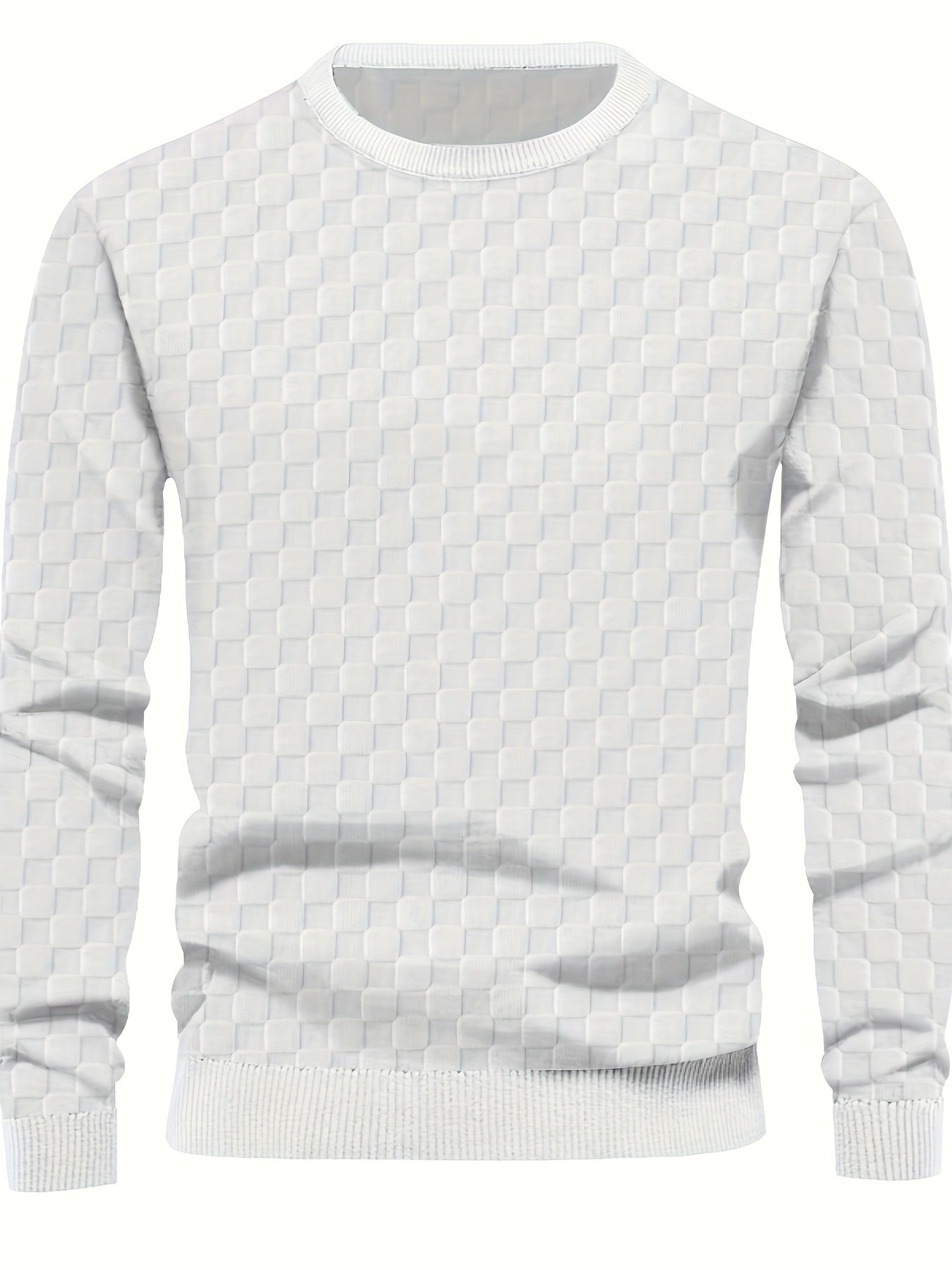 Plaid Trendy Sweatshirt, Men's Casual Graphic Design Crew Neck Sweatshirt For Men Fall Winter