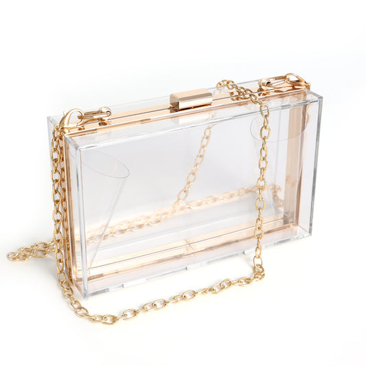 Clear Acrylic Purse For Women, Transparent Handbag With Detachable Chain Strap, Evening Clutch Shoulder Bag For Wedding Party Prom Banquet