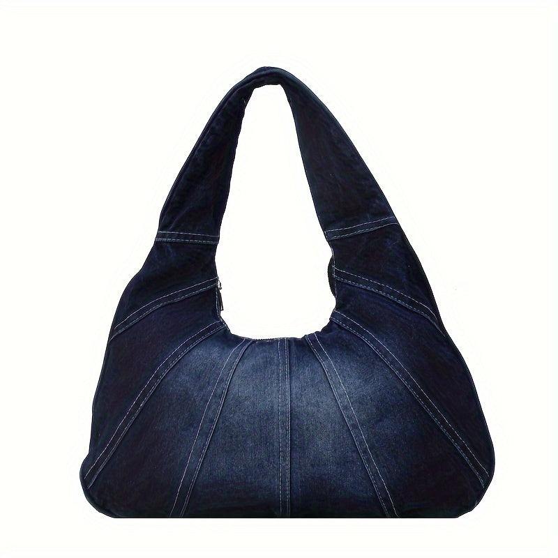 Trendy Denim Shoulder Bag - Stylish, Durable, and Spacious Underarm Bag for Women, Perfect for Daily Use and Shopping, with Timeless Classic Niche Design and Versatile All-Match Style