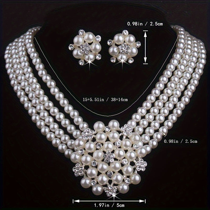 Gorgeous Bridal Jewelry Set: Atmospheric Luxury Necklace & Earrings For Weddings & Performances Christmas Halloween Gifts