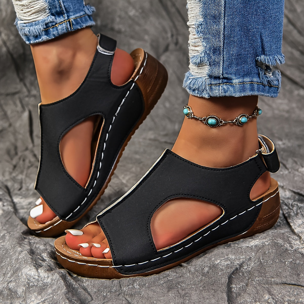 Chic Comfy Wedge Sandals for Women - All-Day Comfort Ankle Strap, Casual Open Toe with Platform Heel, Versatile Summer Footwear