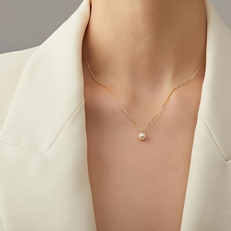 Lustrous Freshwater Pearl Pendant Necklace - Durable 18K Gold Plated Chain for Daily Glamour & Special Occasions - Chic, Sexy Style Jewelry, Perfect Holiday Gift for Her, Presented in a Luxury Gift Box