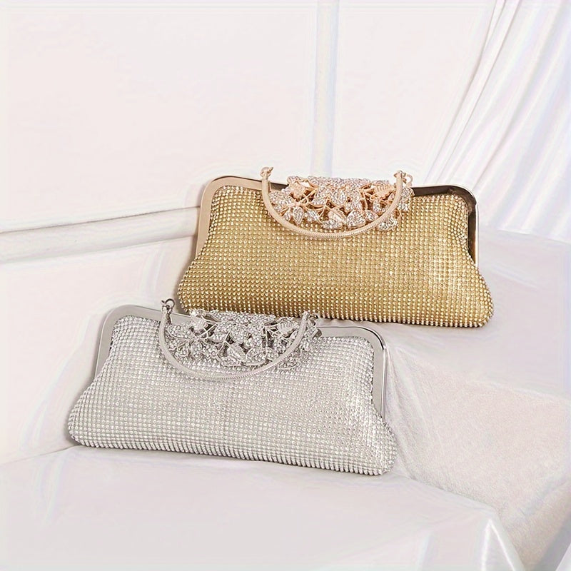 Elegant Evening Clutch Bag For Women, Rhinestone Fashion Small Purse For Weddings | Luxurious Dinner Bag