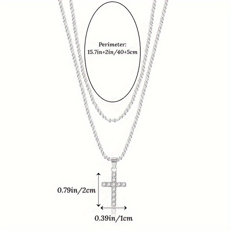 925 Sterling Silver Women's Chain Necklace With Cross Pendant, Hypoallergenic Necklace Gift