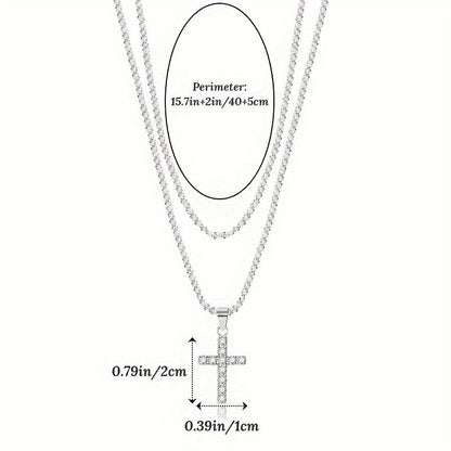 925 Sterling Silver Women's Chain Necklace With Cross Pendant, Hypoallergenic Necklace Gift