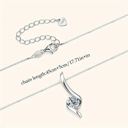 Radiant 1 Carat Moissanite Pendant Necklace in 925 Sterling Silver - A Dazzling, Timeless Gift for Her - 1pc Solitaire Design