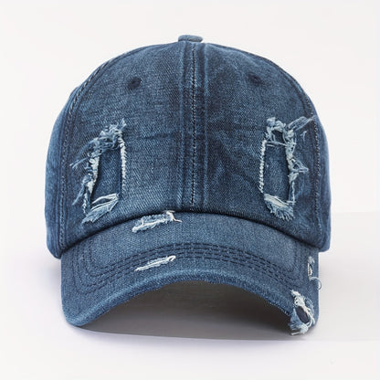 1pc Fashionable Unisex Denim Baseball Cap-Adjustable Sunshade-Vintage Wash-Style Boost For Sports, Casual Outfits & Everyday Use