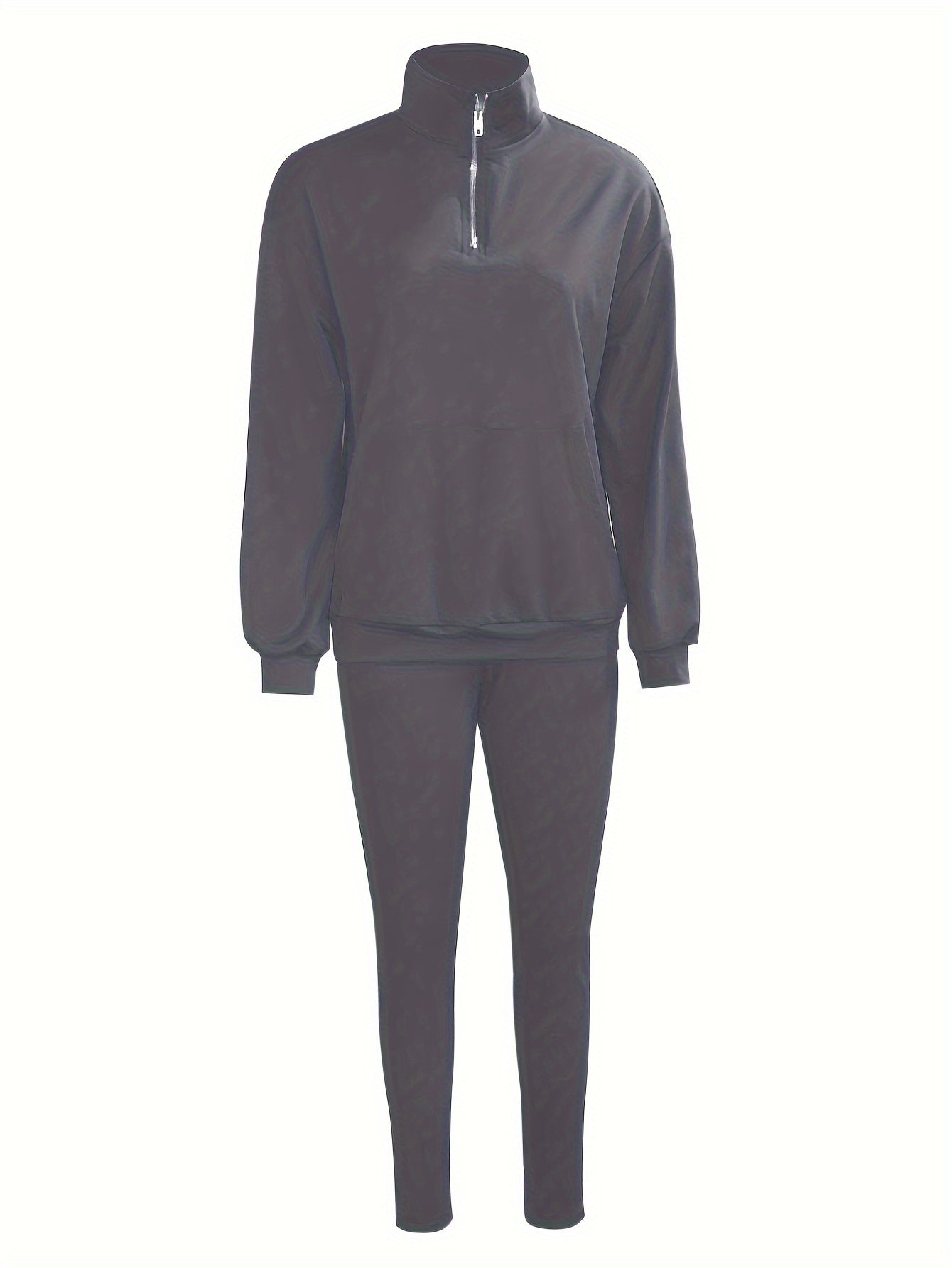 Women's Comfort-Fit Zip-Up Kangaroo Pocket Hoodie and Pants Set - Ideal for Workouts and Casual Wear