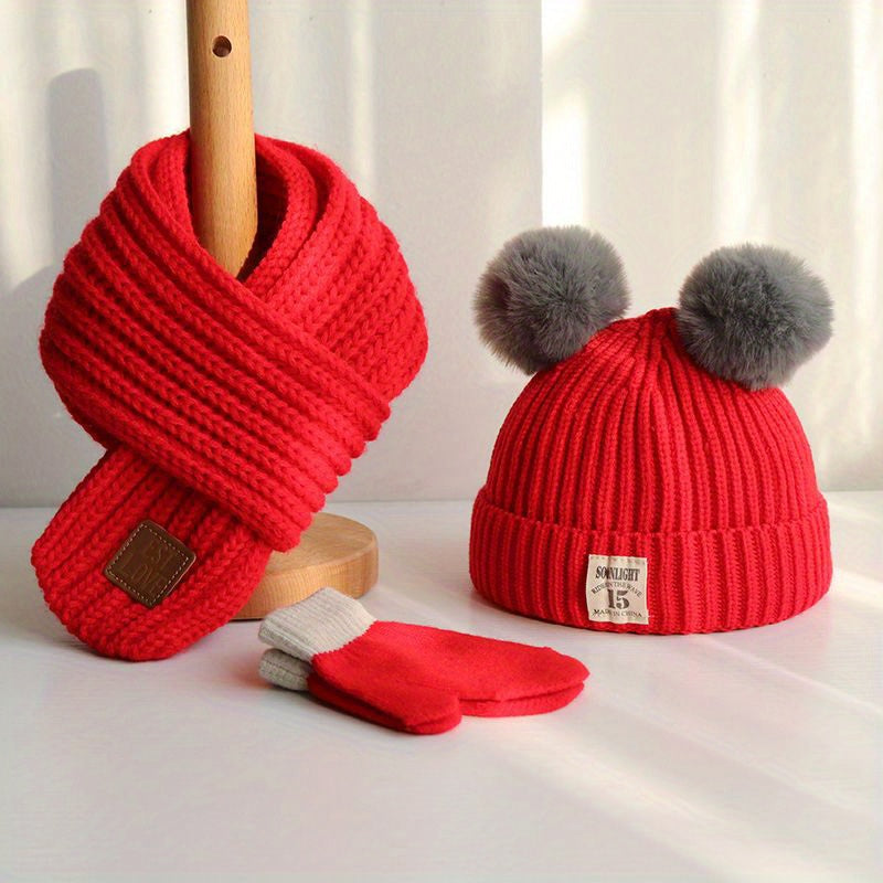 Autumn And Winter Baby Hat Scarf Set, Cute Children's Hat Scarf, Boys And Girls Baby Knitted Hat