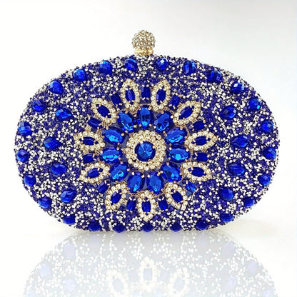 Sunflower Rhinestone Evening Clutch, Luxury Shiny Party Cocktail Purse, Women's Wedding Prom Dinner Handbag For Carnaval Use And For Music Festival