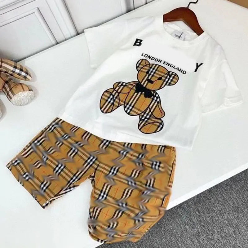 kids designer sets kid two piece set baby clothes 2 pcs toddler t shirt clothing boys girls tracksuits Short Sleeve suits luxury summer shirt classic letter SS