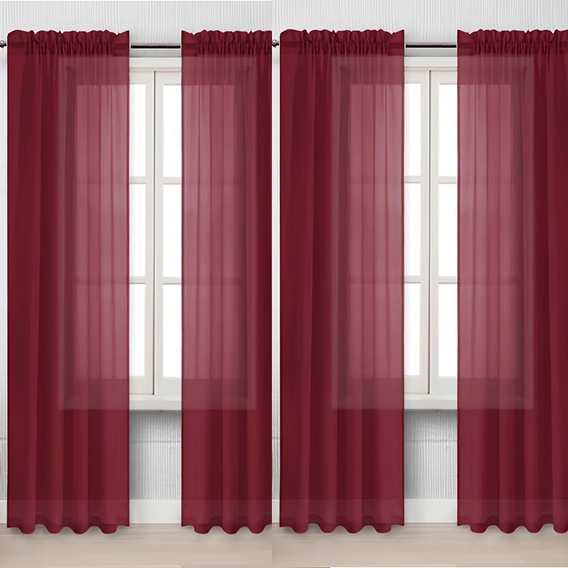 4 Pieces Thin Mesh Translucent Curtains, Living Room Bedroom Curtain, Translucent Drape Tulle Gauze Tulle Curtain Bedroom Living Room Dining Room Curtain