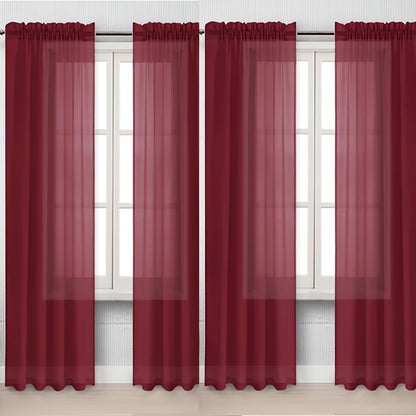 4 Pieces Thin Mesh Translucent Curtains, Living Room Bedroom Curtain, Translucent Drape Tulle Gauze Tulle Curtain Bedroom Living Room Dining Room Curtain