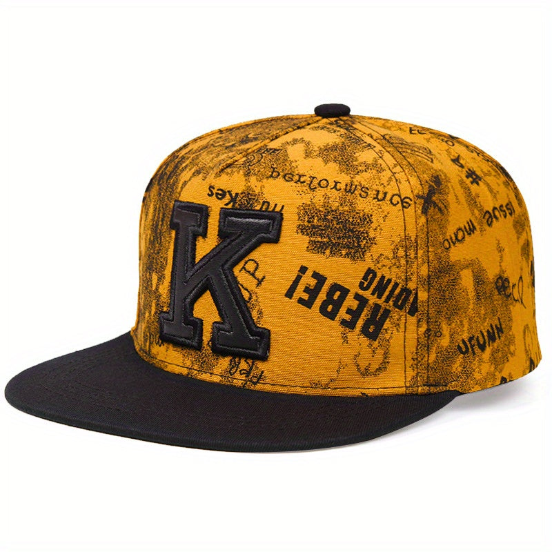 1pc Funky Cotton Mens K Letter Hip Hop Baseball Cap - Soft, Breathable, Stylish Headwear for Casual Wear - Ideal Gift for Friends and Family