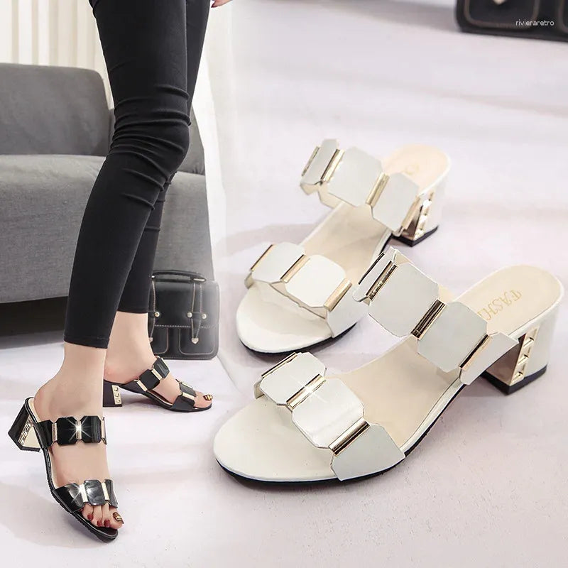 Slippers Pantuflas Woman 34-43 Large Size Ladies High Heels Fashion Summer Modern Women Shoes Casual Open Toe