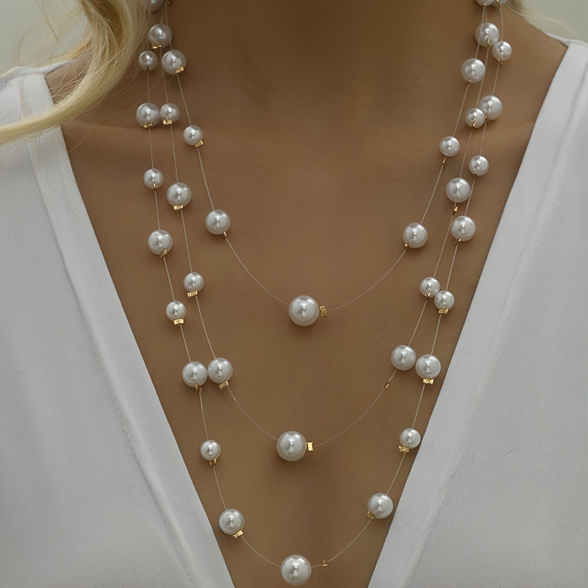 Elegant Triple-Layer Star & Pearl Necklace – Versatile, Seasonless Accessory for Daily and Party Chic