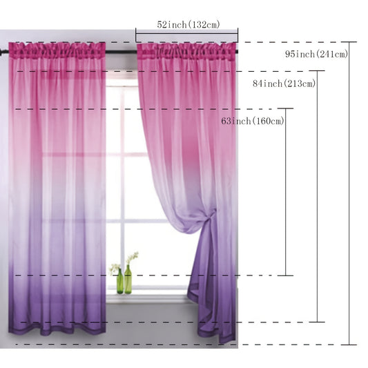 1pc Elegant Gradient Sheer Curtains - Dual Tone Top and Bottom Design, Wear Rod Style for Easy Installation, Stylish Home Decor Enhancement with Soft Filtered Light