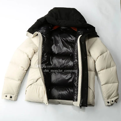 Winter Thick Hooded Men Down Jacket Arm Black Glue Badge puffer jacket Outdoor Warm coat size 1--5