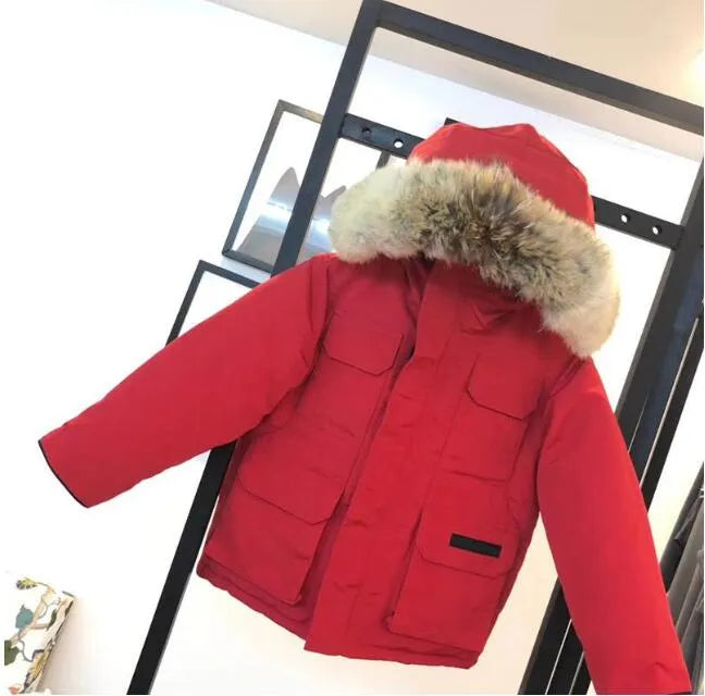 Kids Designer Down Coat Winter Jacket Boy Girl Baby Outerwear Jackets with Badge Thick Warm Outwear Coats Children Parkas Fashion Classic Parkas