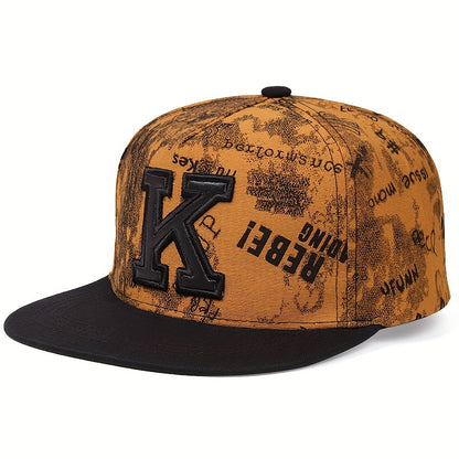 1pc Funky Cotton Mens K Letter Hip Hop Baseball Cap - Soft, Breathable, Stylish Headwear for Casual Wear - Ideal Gift for Friends and Family